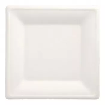 Pratos PAPSTAR Pure de cana-de-açúcar, quadrados, 260 x 260 mm, 50 unid., compostáveis, próprios para micro-ondas 89745