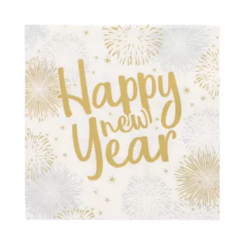 Guardanapos PAPSTAR Happy New Year 330 x 330 mm, 3 folhas, dobra 1/4, pack de 20 89772
