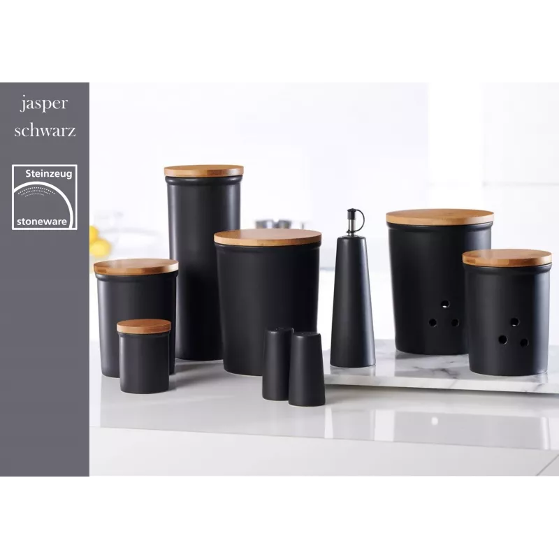 Frasco de conservação Ritzenhoff & Breker Jasper 1,6L grés com tampa de bambu, preto 415322