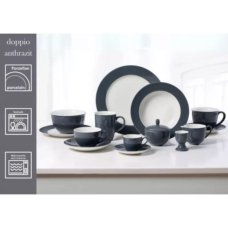 Prato de sopa Ritzenhoff & Breker Doppio antracite 220 mm porcelana, conjunto de 6 430219