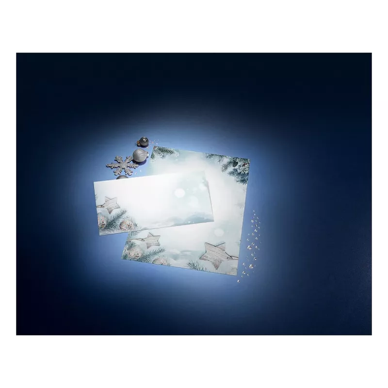 Papel de design SIGEL Snow Star DL 110 x 220 mm 80 g/m² azul/branco DU312