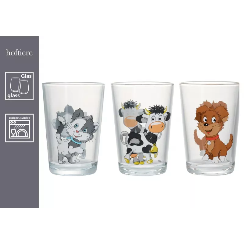 Conjunto de 3 copos Ritzenhoff & Breker HOFTIERE animais da quinta, impressão decorativa 819243