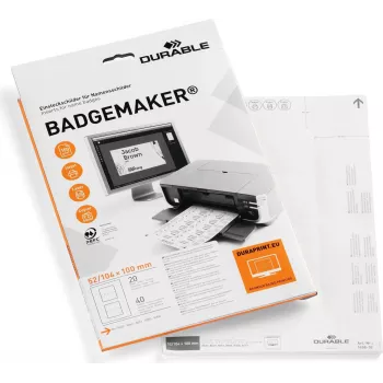 Etiquetas de inserção DURABLE BADGEMAKER 52 x 100 mm, branco, 100 unid. 145802