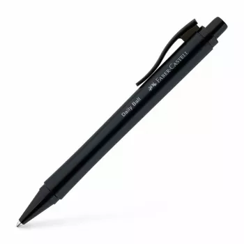 Faber-Castell Daily Ball Caneta esferográfica de pressão, tinta azul, 0,6 mm XB, punho preto antiderrapante 140690