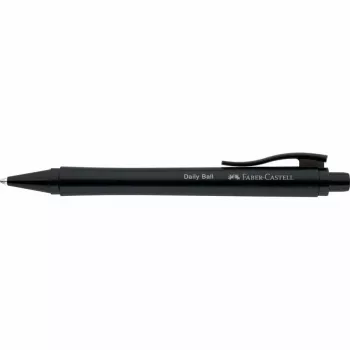 Faber-Castell Daily Ball Caneta esferográfica de pressão, tinta azul, 0,6 mm XB, punho preto antiderrapante 140690