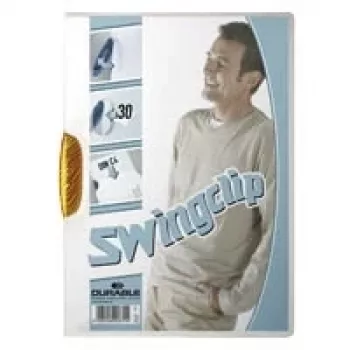 DURABLE SWINGCLIP® 30 A4 Pasta de mola transparente, capacidade de 30 folhas, pack de 25 226009