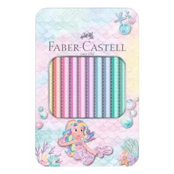 Faber-Castell Sparkle Jumbo Lápis de cor triangulares, conjunto de 10 peças, cores sortidas, mina de 3,8 mm, zona Soft-Grip, resistente à quebra, madeira certificada FSC 210910