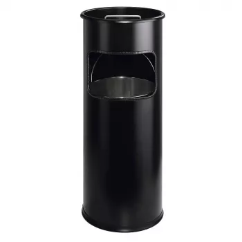 DURABLE Abfalleimer de metal 17L redondo com cinzeiro, preto 333001