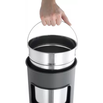 DURABLE Abfalleimer de metal 17L redondo com cinzeiro, preto 333001