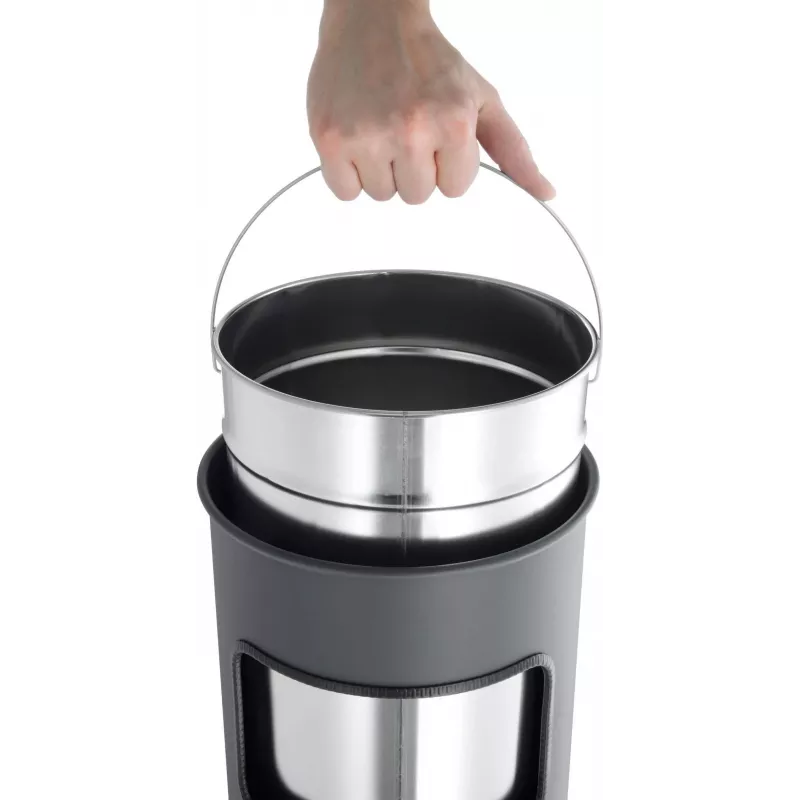 DURABLE Abfalleimer de metal 17L redondo com cinzeiro, preto 333001