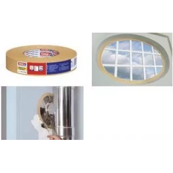 Tesa 4319 fita de pintor em papel crepe, 38 mm x 50 m, creme, adesivo de borracha natural, resistente ao rasgo, bordas de pintura nítidas 04319-00008-00