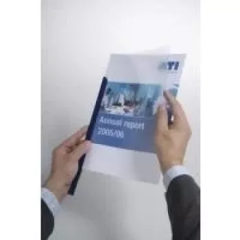 DURABLE tiras de encadernação com mola A4, capacidade 100 folhas, PP transparente, pack de 50 293919