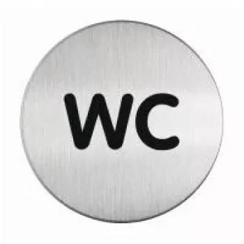 DURABLE PICTO placa de porta WC, redonda 83 mm, autocolante, prateado/preto 490723