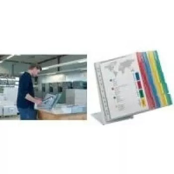 DURABLE FUNCTION TABLE 20 A4 sistema de painéis de exposição de mesa, 20 painéis, moldura preta, base cinza-claro 568800