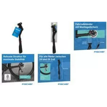 Suporte de bicicleta FISCHER em alumínio preto 24-28 polegadas ajustável para escora traseira 50323:FISCHER