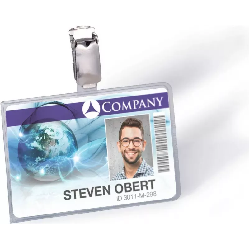 Porta-cartões de identificação DURABLE com clipe para 1 cartão, transparente, 25 unid. (811319)