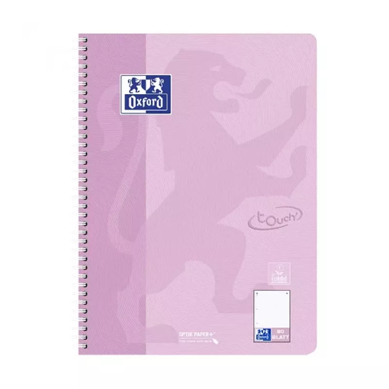 Bloco de apontamentos Oxford TOUCH quadriculado com margem A4, 80 folhas, 90 g/m², várias cores 400196079