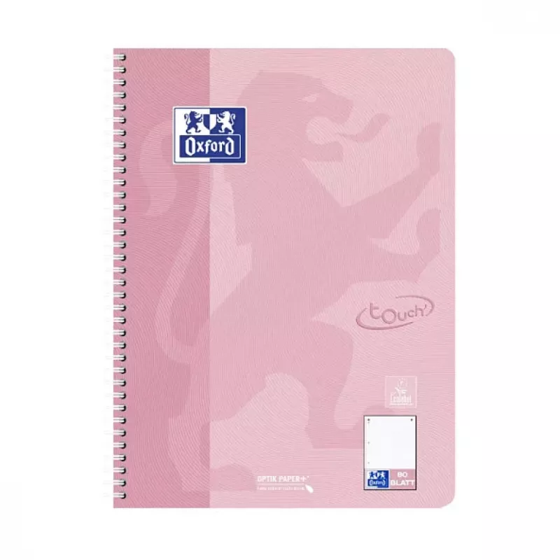 Bloco de apontamentos Oxford TOUCH quadriculado com margem A4, 80 folhas, 90 g/m², várias cores 400196079