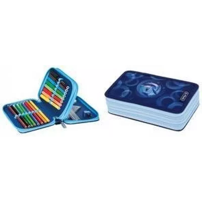 Estojo de compartimento duplo HERLITZ Dolphin Ride, 23 peças incluídas, fecho de correr, forro interior colorido 400205858