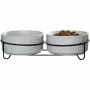 Conjunto de comedouros duplos para cães Ritzenhoff & Breker TARO, 880 ml, grés cinzento com suporte de metal preto 450521