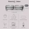 Conjunto de comedouros duplos para cães Ritzenhoff & Breker TARO, 880 ml, grés cinzento com suporte de metal preto 450521