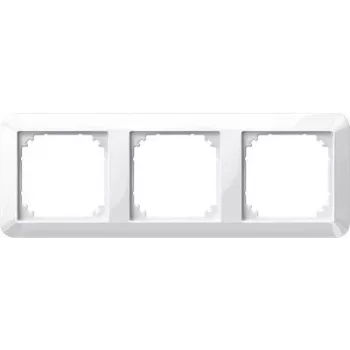 Moldura tripla Merten 1-M, System M, branco polar brilhante 389319