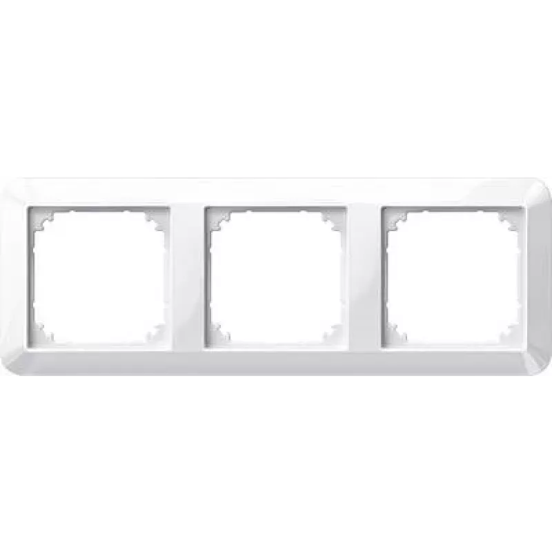 Moldura tripla Merten 1-M, System M, branco polar brilhante 389319