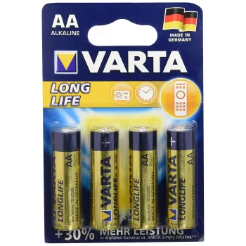 Pilha alcalina VARTA Longlife AA 1,5V 2750mAh pack de 4 (04106110414)