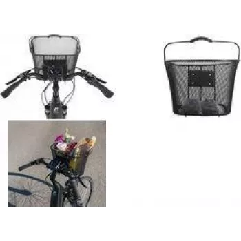 Cesto de guiador FISCHER E-Bike PLUS, arame de aço de malha fina, preto, fecho rápido, 5 kg 50653