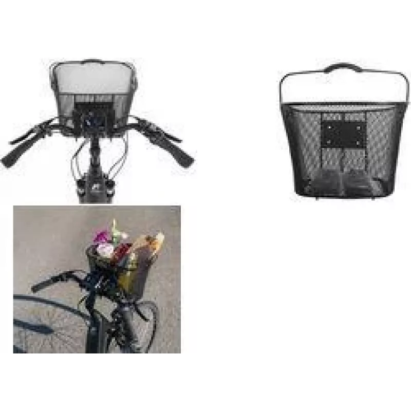 Cesto de guiador FISCHER E-Bike PLUS, arame de aço de malha fina, preto, fecho rápido, 5 kg 50653