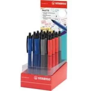 STABILO Palette expositor de balcão com esferográficas, 16 canetas de tinta gel de cores diferentes, 0,4 mm retráteis, ponta metálica 268/16-01