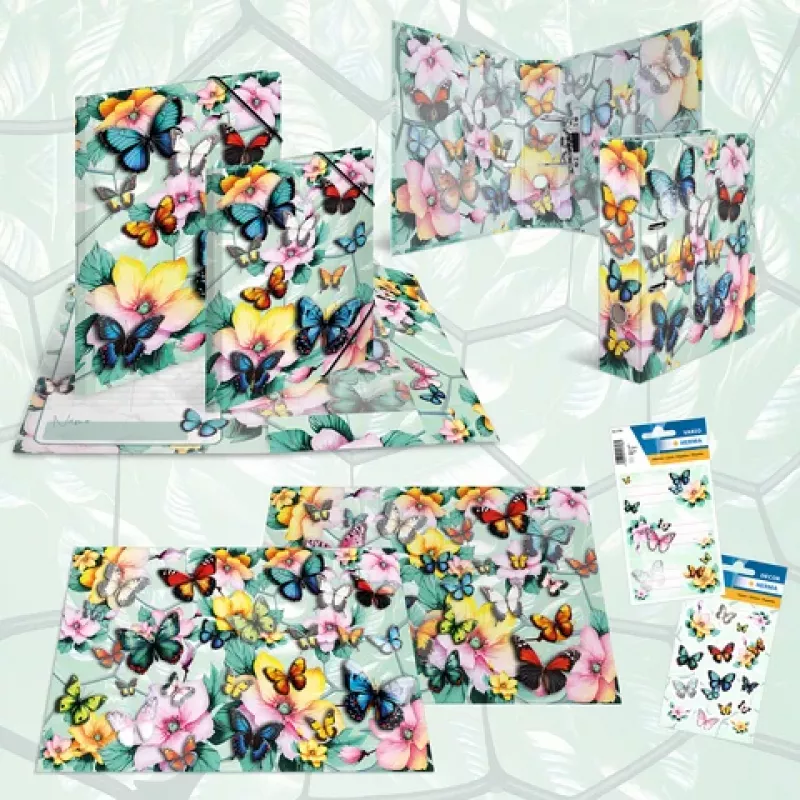HERMA dossier A4 com motivo de borboleta 70 mm lombada, cartão resistente, multicolor 20191