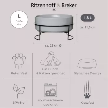 Ritzenhoff & Breker TARO Conjunto de tigelas 1,8L cinzento grés cerâmica 450484