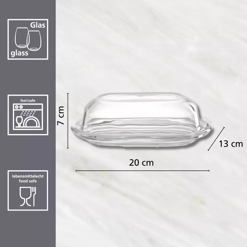 Ritzenhoff & Breker STYLE manteigueira de vidro com tampa 190x130x70 mm 812022
