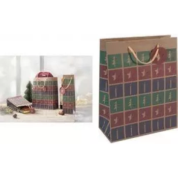 SIGEL GT044 saco de presente de Natal com recorte, pequeno, cartão kraft castanho 157 g/m², 1 unid.