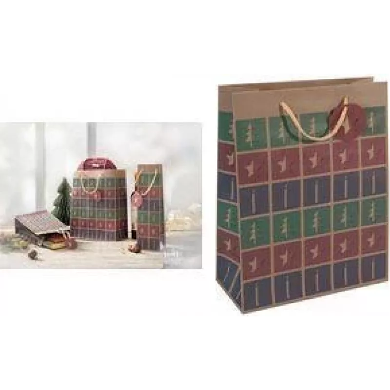 SIGEL GT044 saco de presente de Natal com recorte, pequeno, cartão kraft castanho 157 g/m², 1 unid.
