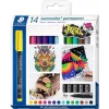 Staedtler Lumocolor conjunto de marcadores permanentes 317 C14 - 14 cores diferentes, ponta fina 0,6 mm