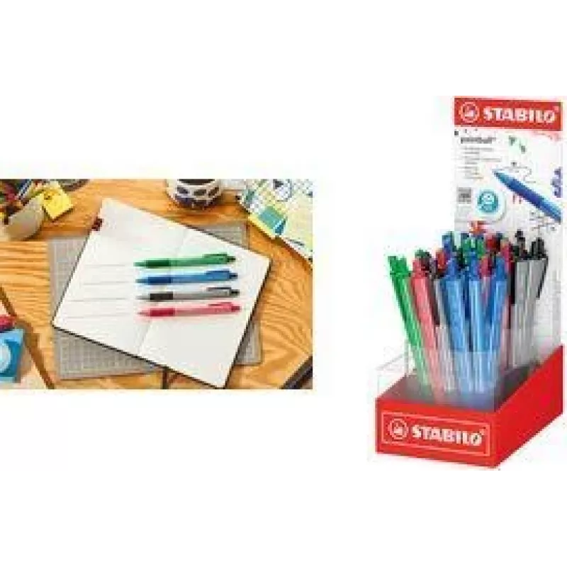 STABILO pointball colorful esferográfica de pressão com expositor de retalho, 38 cores diferentes, 0,5 mm, zona de pega antiderrapante 6033/38-1