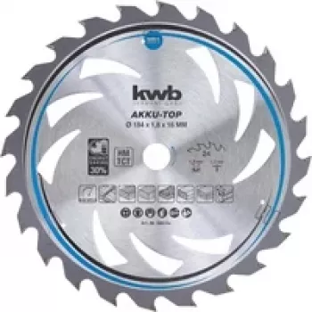 kwb 586154 disco de serra circular de metal duro 184 x 16 x 1,2 mm, 24 dentes
