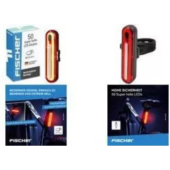 FISCHER FAHRRAD luz traseira LED para bicicleta, recarregável, preto/vermelho 50089:FISCHER