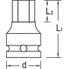 Chave de caixa de impacto sextavada GEDORE 1 polegada encaixe 27 mm, 60 mm de comprimento, fosfatada 1956582