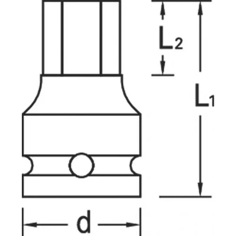 Chave de caixa de impacto sextavada GEDORE 1 polegada encaixe 27 mm, 60 mm de comprimento, fosfatada 1956582