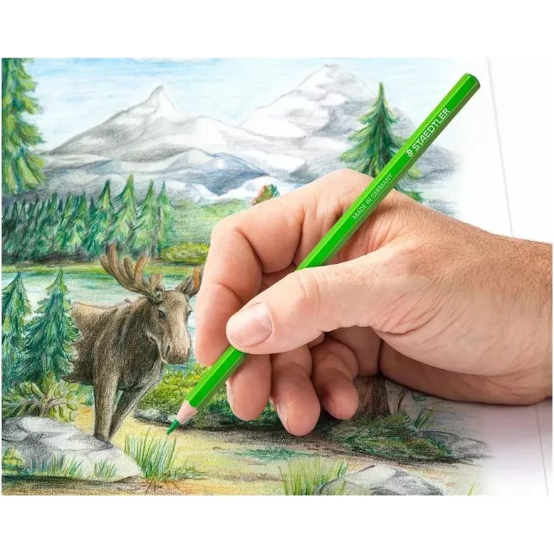 STAEDTLER Design Journey lápis de cor, 48 cores diferentes, mina macia, sextavado, lata metálica (146C M48)