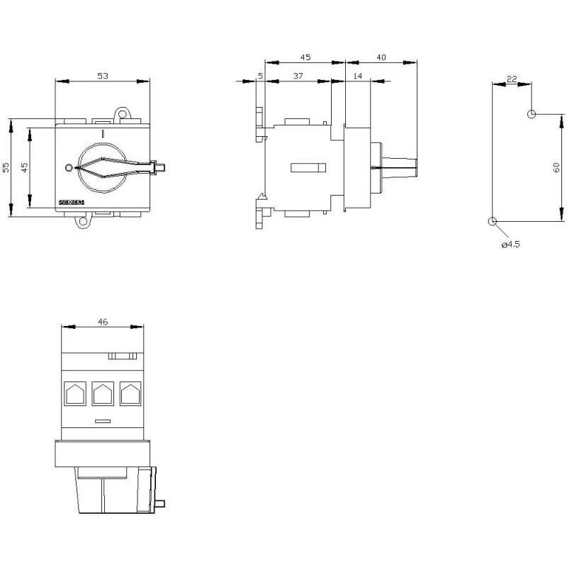 Siemens SENTRON 3LD2 interruptor de corte de carga tripolar 25A 690V vermelho/amarelo 3LD21300TK13