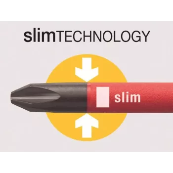 Wiha VDE chave de fendas PlusMinus SoftFinish electric slimFix 3281 SL/PH 1 comprimento da lâmina 80 mm (35502)
