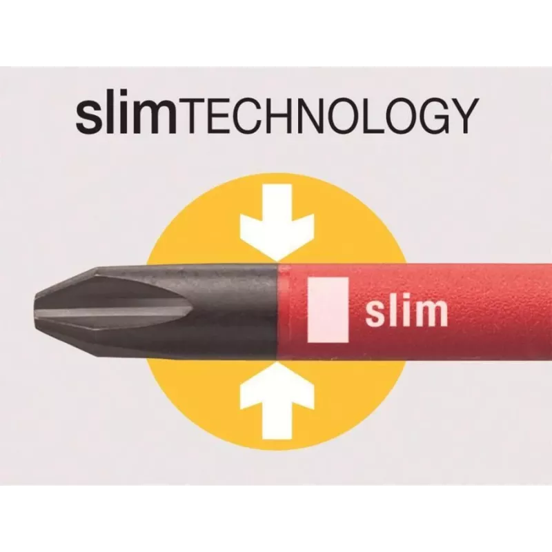 Wiha VDE chave de fendas PlusMinus SoftFinish electric slimFix 3281 SL/PH 1 comprimento da lâmina 80 mm (35502)