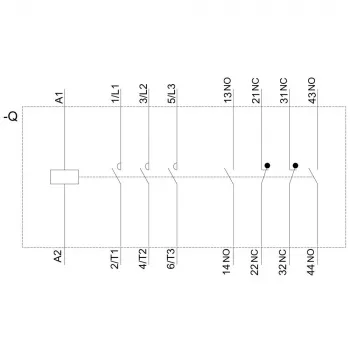 SIEMENS Contator AC-3 22kW/400V 2NO+2NC 230V AC 50A S2 terminais de parafuso (3RT20361AP04)