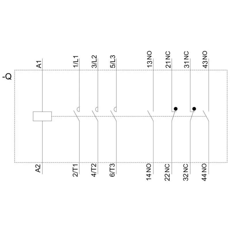 SIEMENS Contator AC-3 22kW/400V 2NO+2NC 230V AC 50A S2 terminais de parafuso (3RT20361AP04)