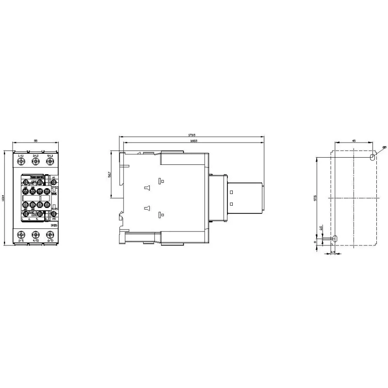 SIEMENS Contator AC-3 22kW/400V 2NO+2NC 230V AC 50A S2 terminais de parafuso (3RT20361AP04)