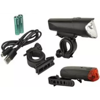 FISCHER Conjunto de iluminação LED para bicicleta 40/20/10 lux, aprovado StVZO, preto (85346)